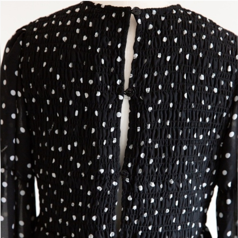 Ganni Black and White Polka Dot Long Sleeve Dress - Picture 6 of 11